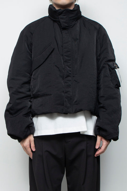 QUOISM®️ Padding Short Hooded Blouson BLACK