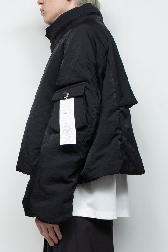 QUOISM®️ Padding Short Hooded Blouson BLACK