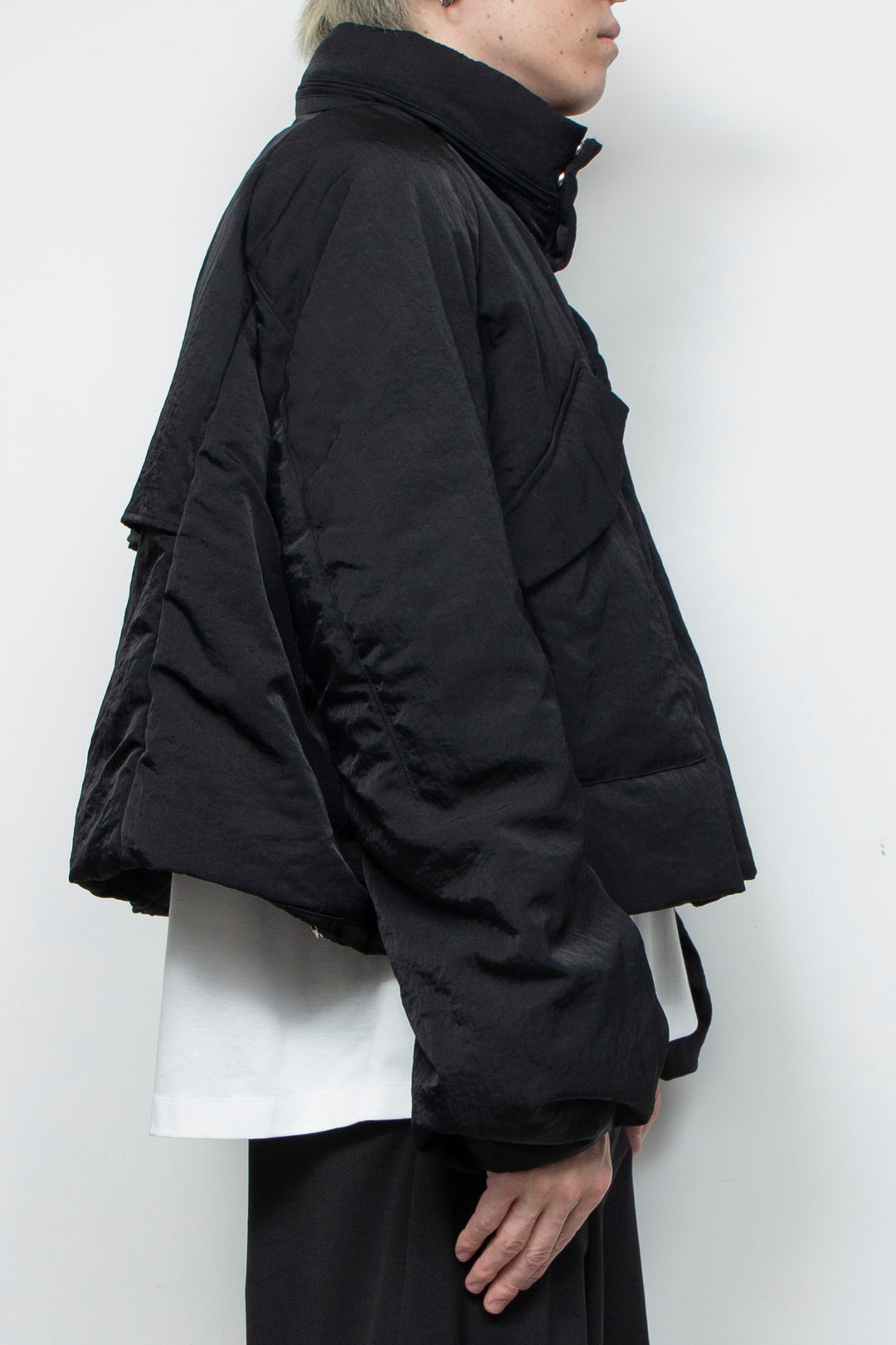 QUOISM®️ Padding Short Hooded Blouson BLACK