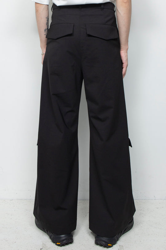 3-Layer Bonded Suit Thin Flap Baggy Trousers BLACK
