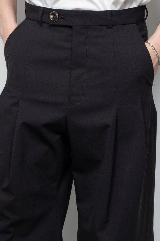 3-Layer Bonded Suit Thin Flap Baggy Trousers BLACK
