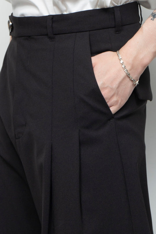 3-Layer Bonded Suit Thin Flap Baggy Trousers BLACK
