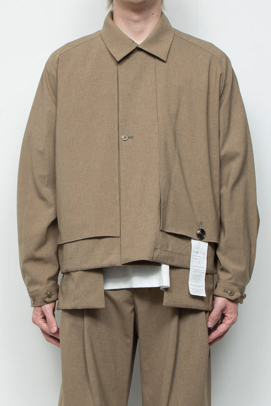 3-Layer Bonded Suit Short Trench Jacket LEGHORN