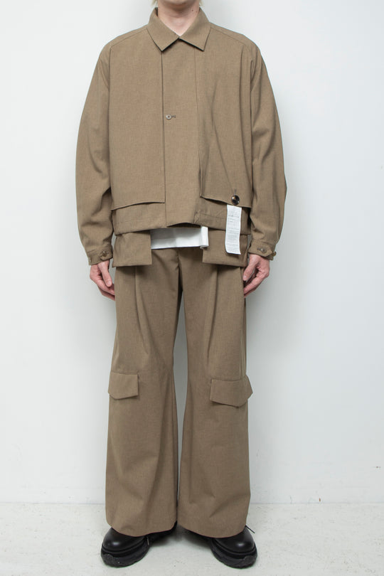 3-Layer Bonded Suit Short Trench Jacket LEGHORN