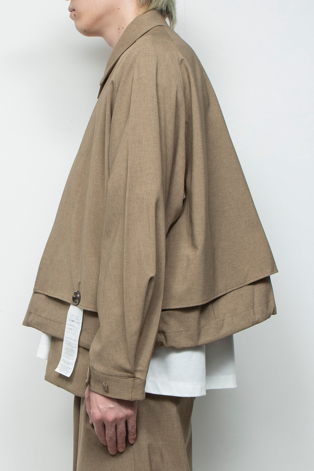 3-Layer Bonded Suit Short Trench Jacket LEGHORN