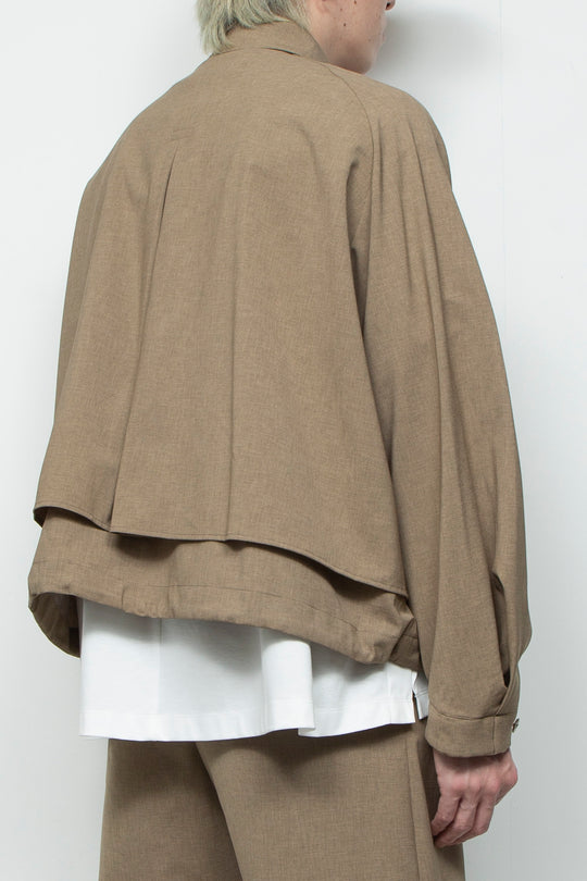 3-Layer Bonded Suit Short Trench Jacket LEGHORN