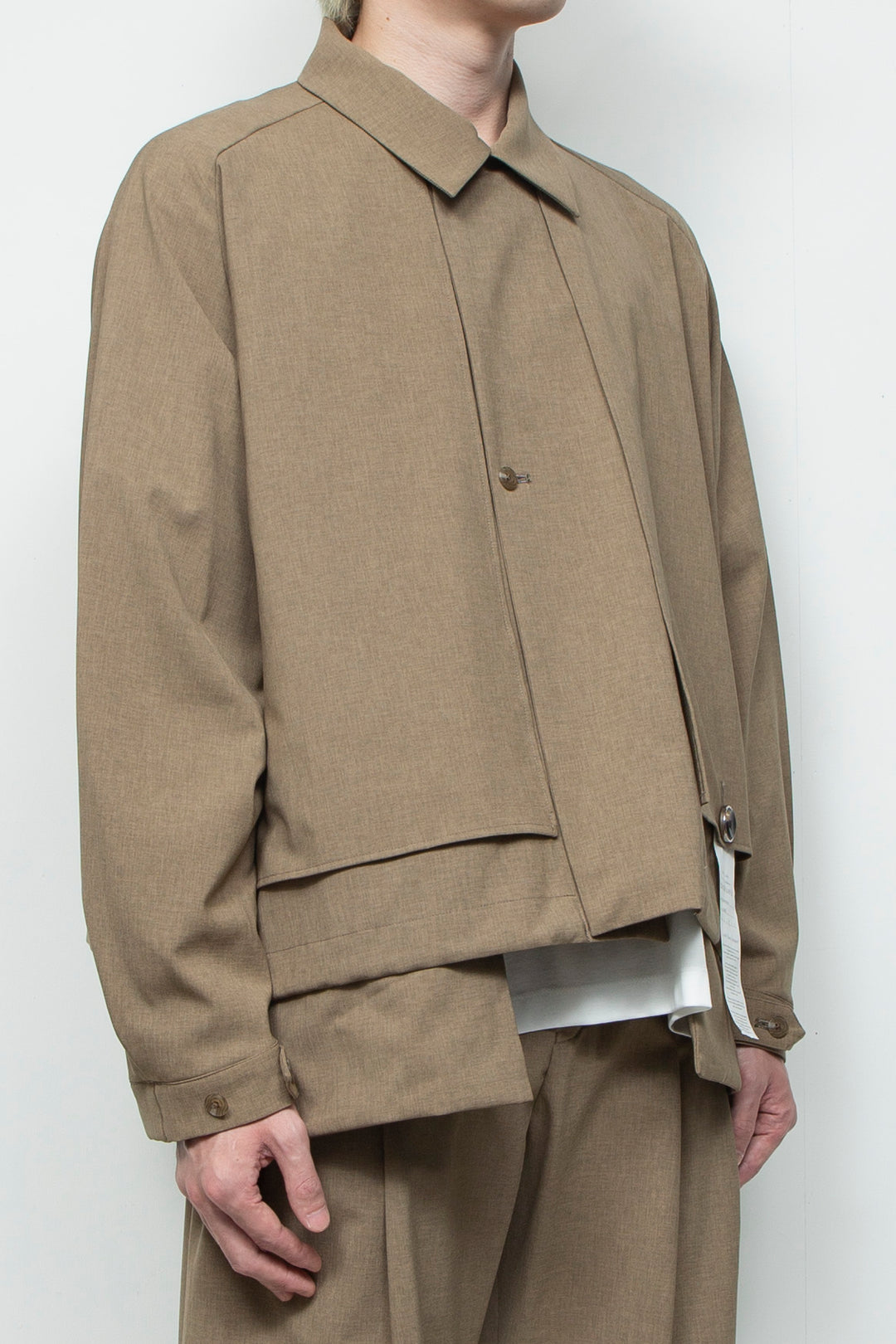 3-Layer Bonded Suit Short Trench Jacket LEGHORN