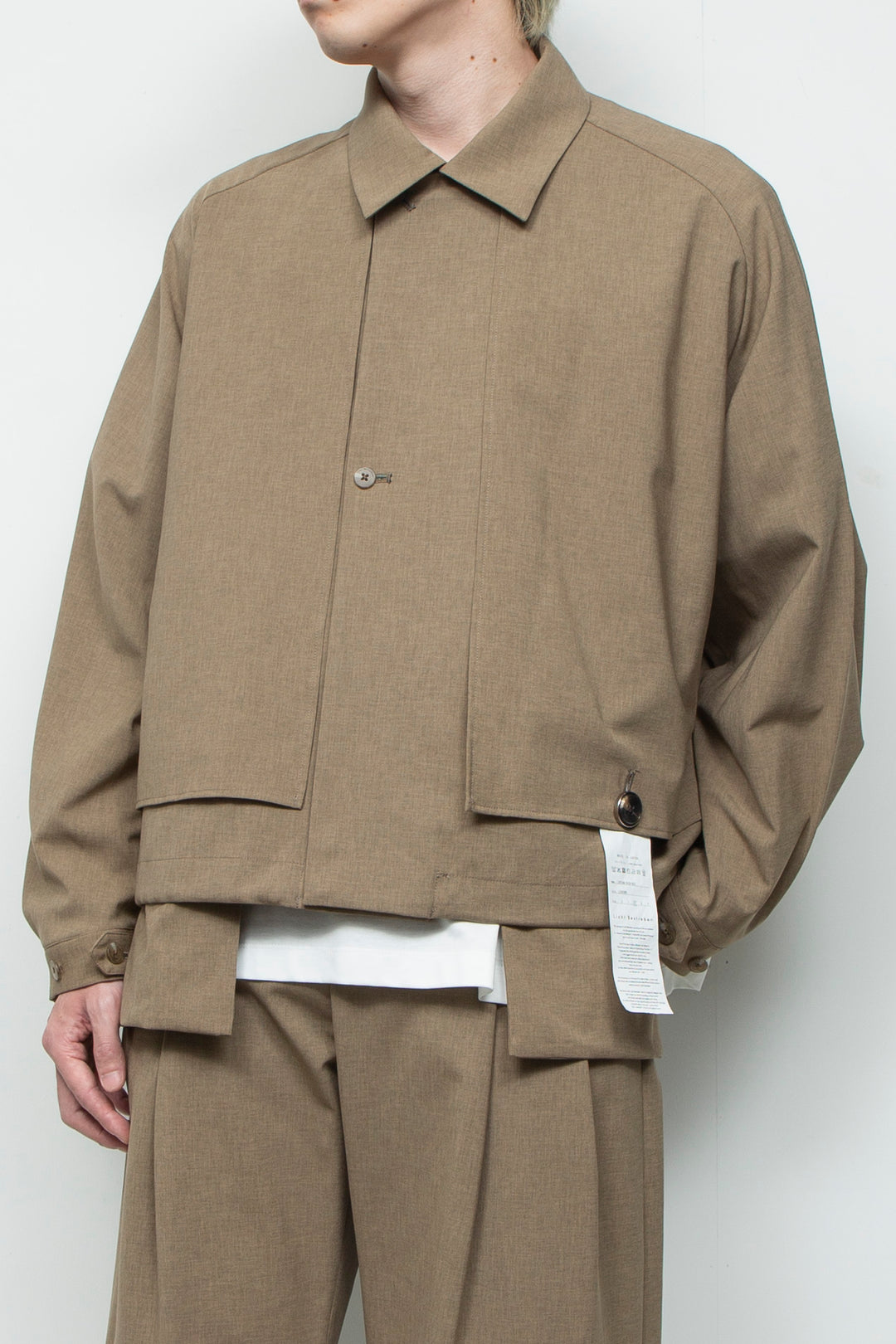 3-Layer Bonded Suit Short Trench Jacket LEGHORN