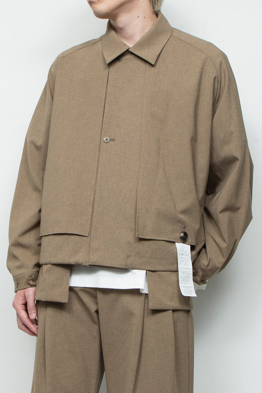 3-Layer Bonded Suit Short Trench Jacket LEGHORN