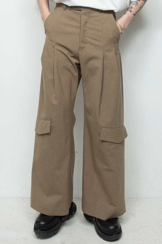 3-Layer Bonded Suit Thin Flap Baggy Trousers LEGHORN