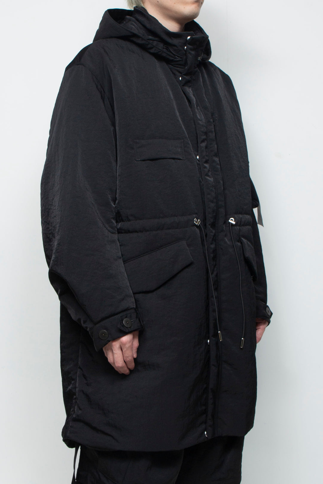 QUOISM®️Patting Fishtail Coat BLACK