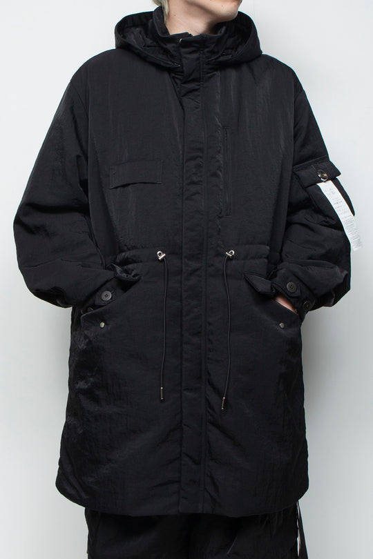 QUOISM®️Patting Fishtail Coat BLACK