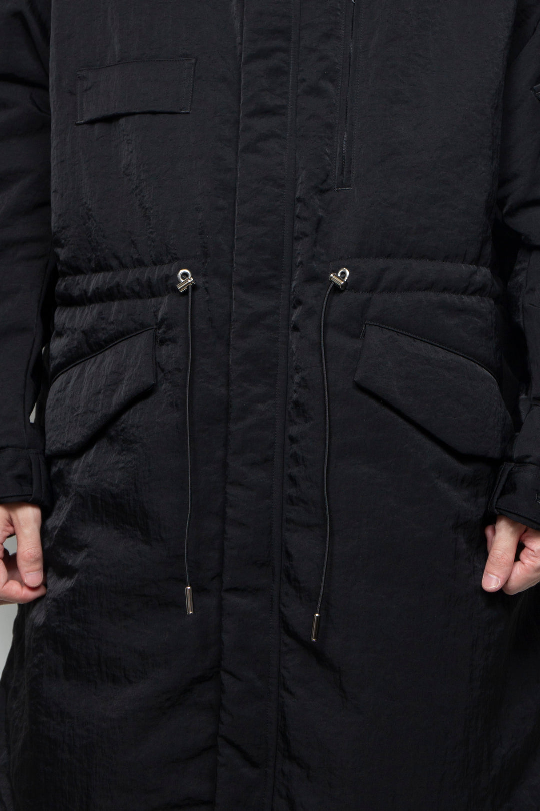 QUOISM®️Patting Fishtail Coat BLACK