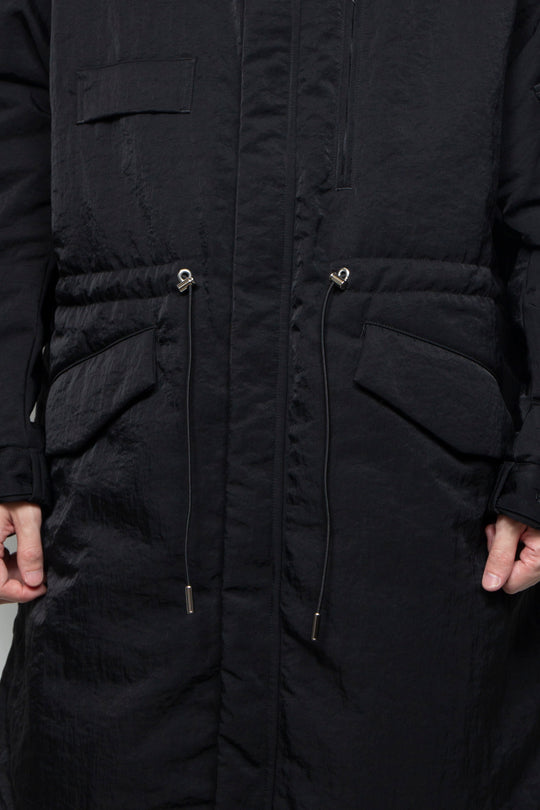 QUOISM®️Patting Fishtail Coat BLACK