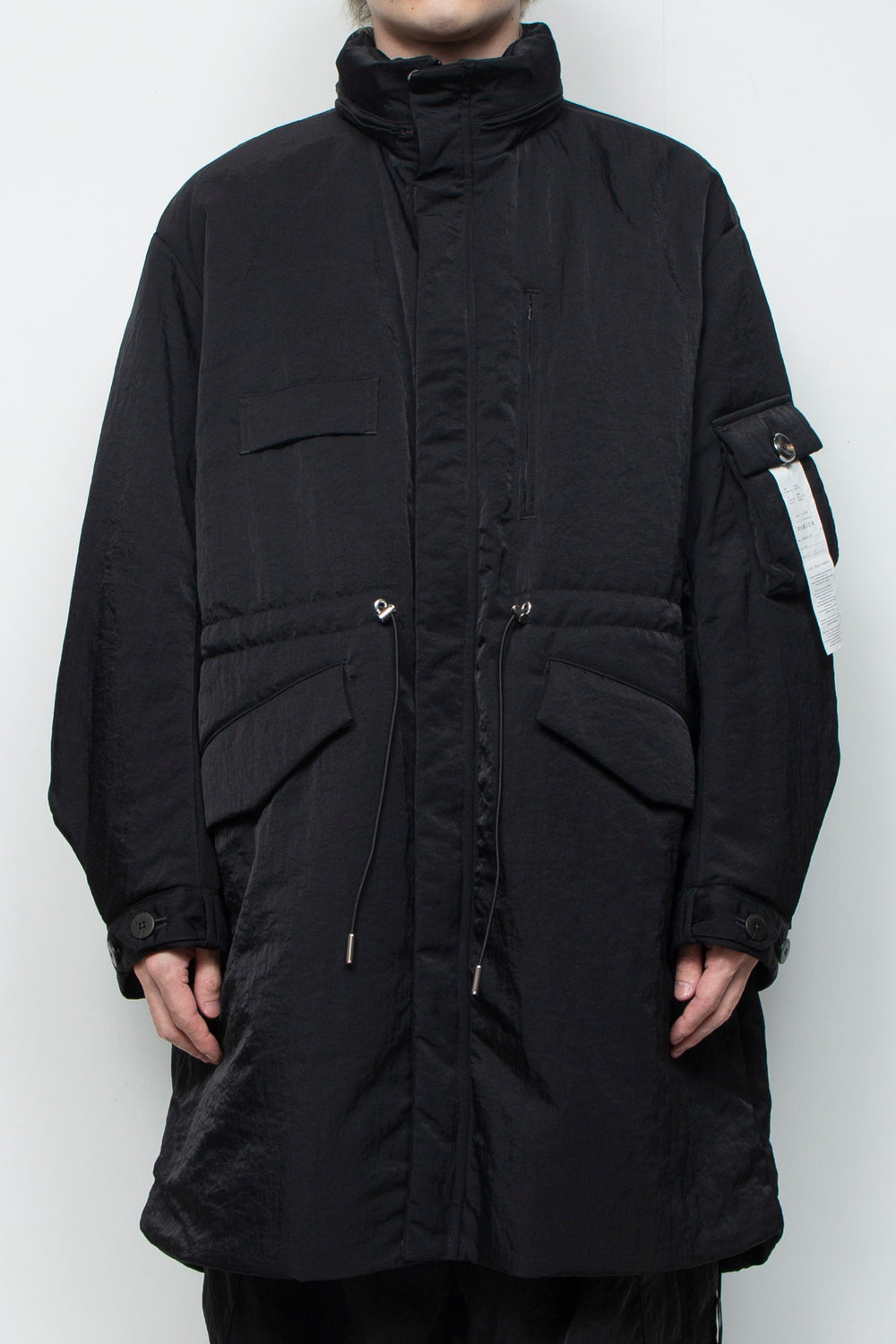 QUOISM®️Patting Fishtail Coat BLACK