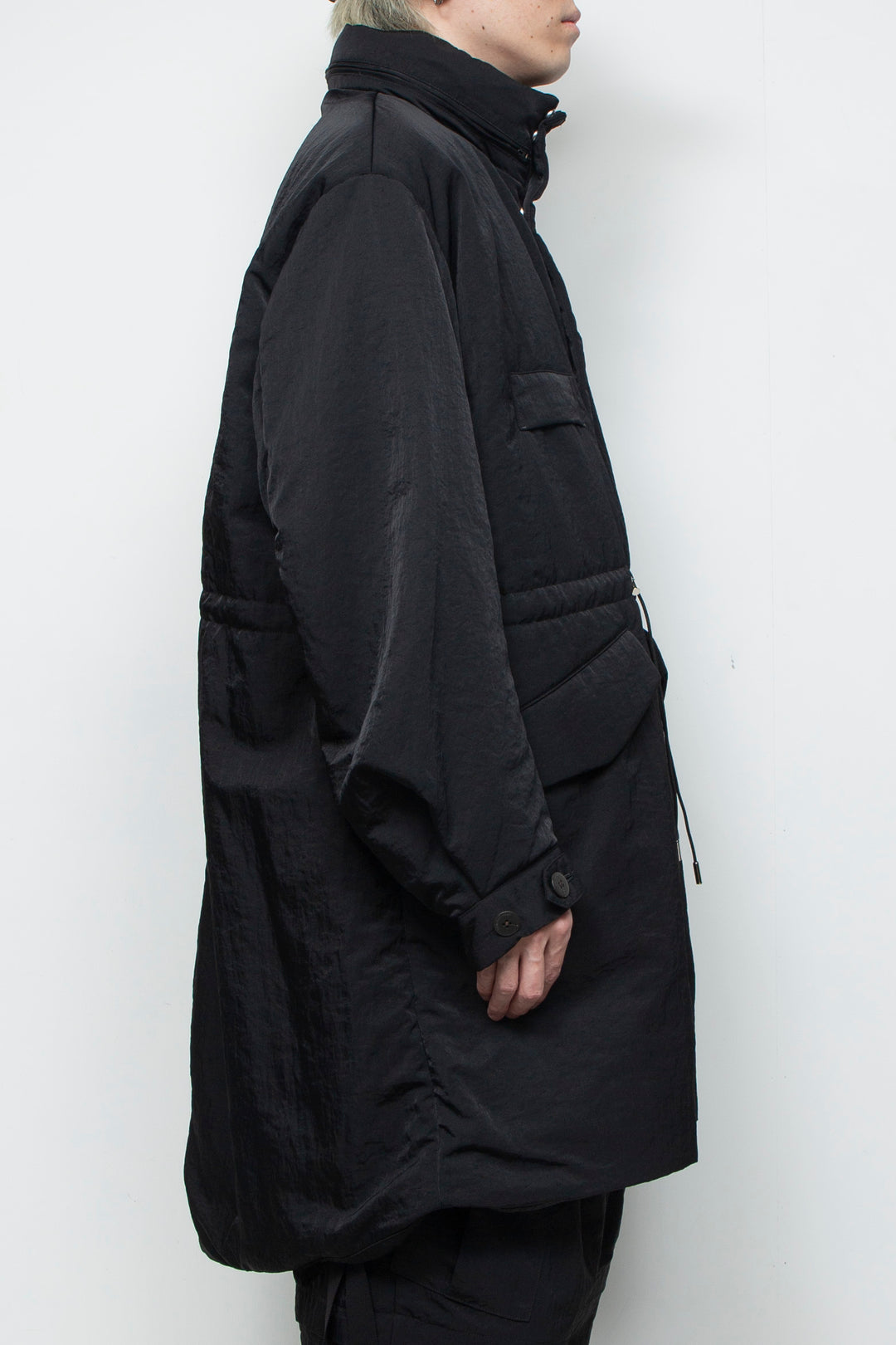 QUOISM®️Patting Fishtail Coat BLACK