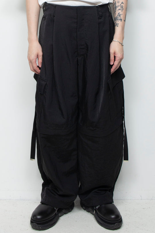 Vintage nylon detachable cargo pants BLACK