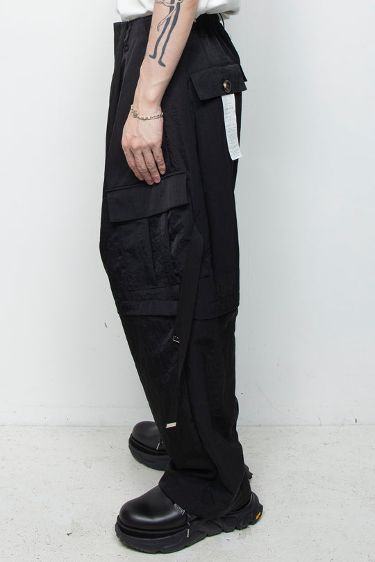 Vintage nylon detachable cargo pants BLACK