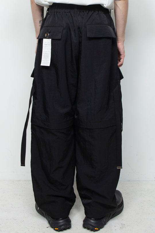 Vintage nylon detachable cargo pants BLACK