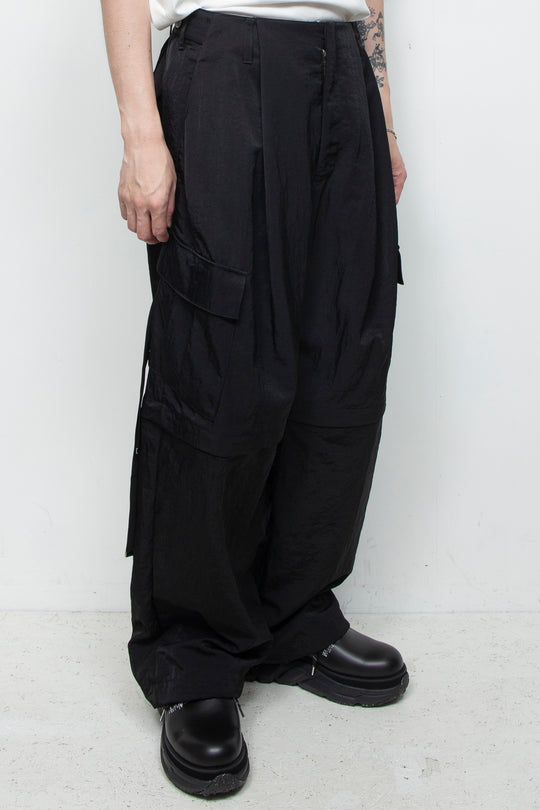 Vintage nylon detachable cargo pants BLACK
