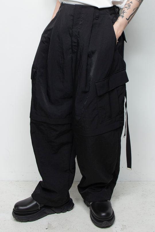Vintage nylon detachable cargo pants BLACK
