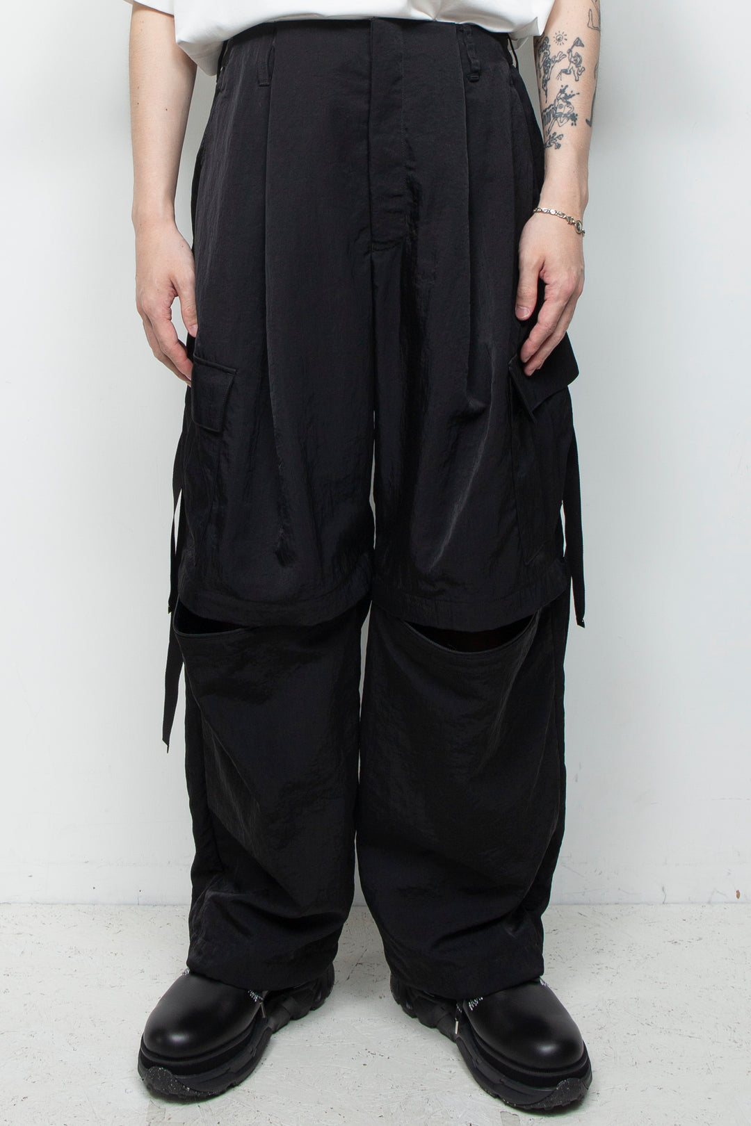 Vintage nylon detachable cargo pants BLACK
