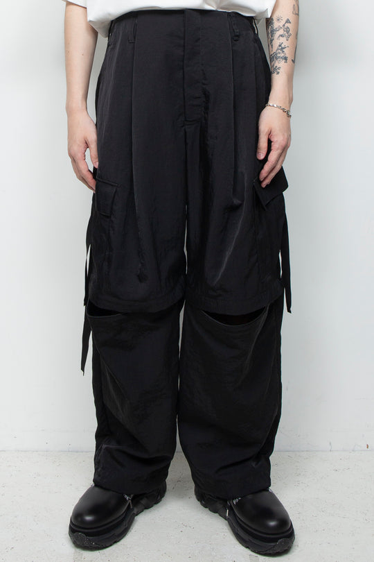 Vintage nylon detachable cargo pants BLACK
