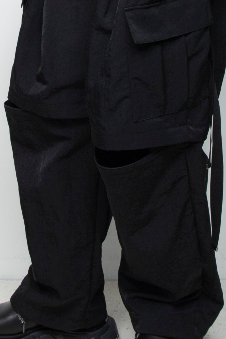 Vintage nylon detachable cargo pants BLACK