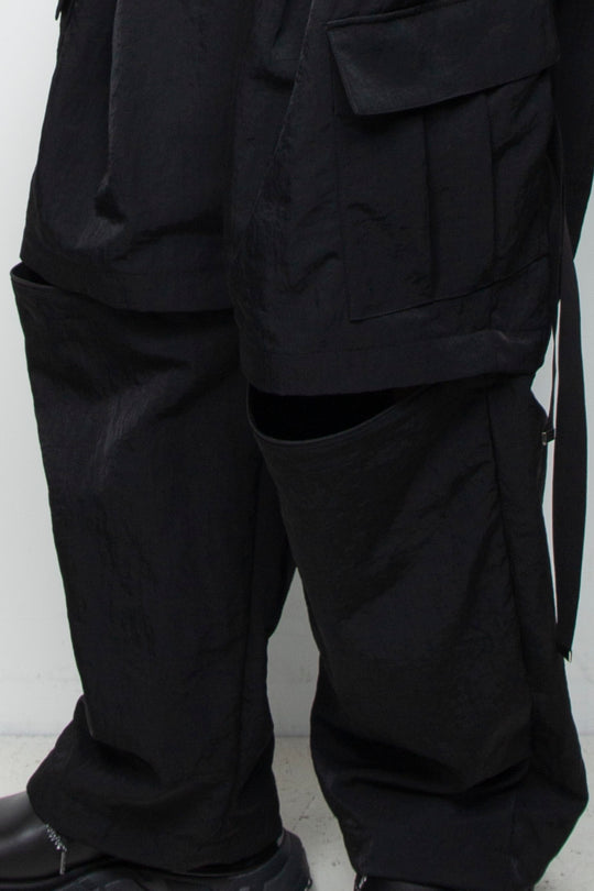 Vintage nylon detachable cargo pants BLACK