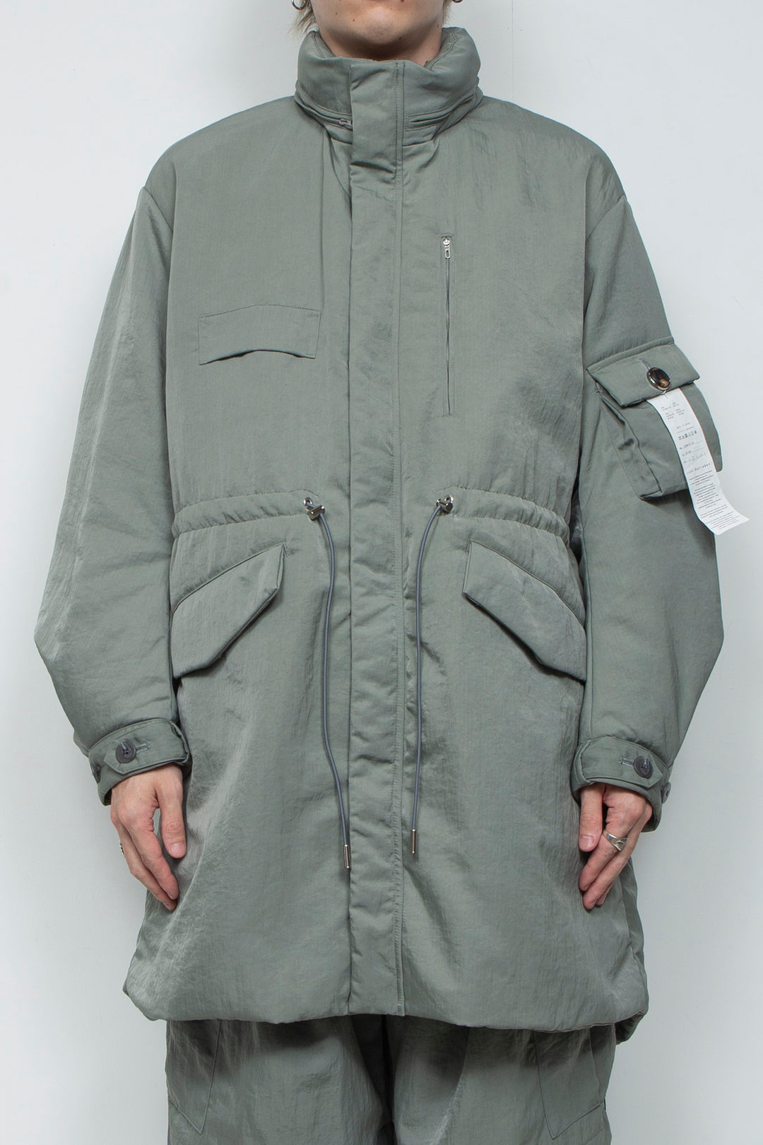 QUOISM®️Patting Fishtail Coat SKY GRAY