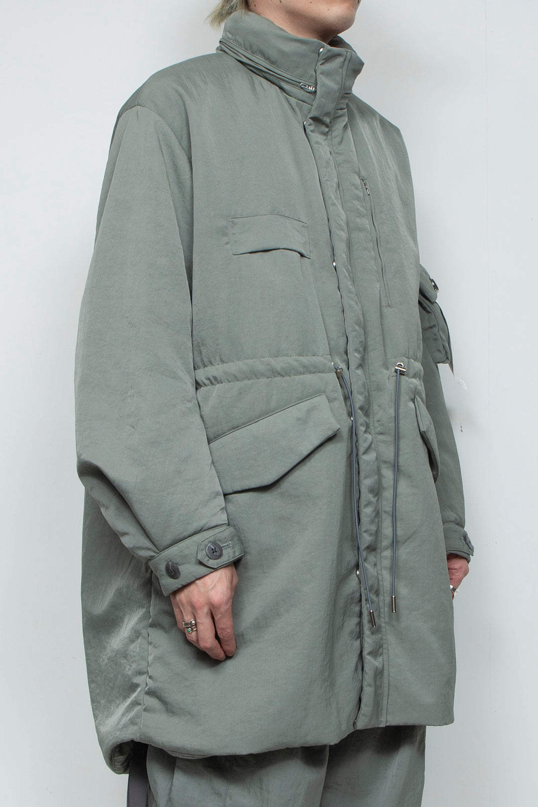 QUOISM®️Patting Fishtail Coat SKY GRAY