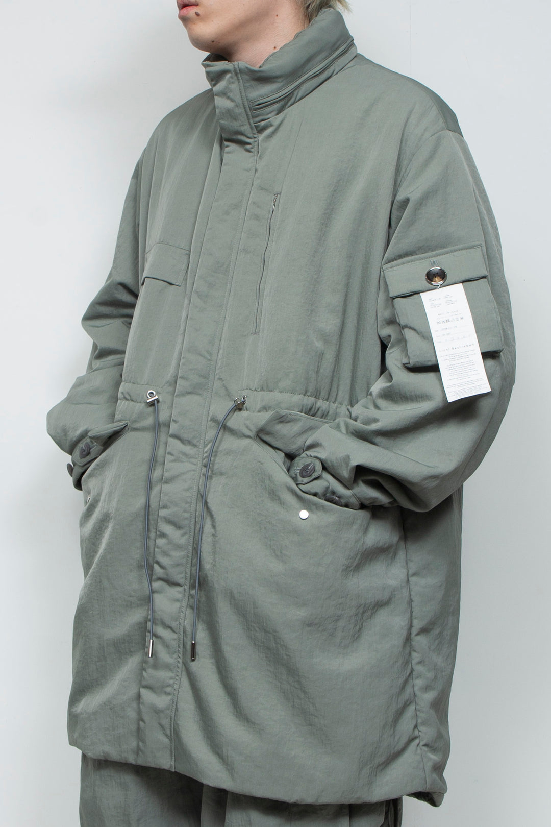 QUOISM®️Patting Fishtail Coat SKY GRAY