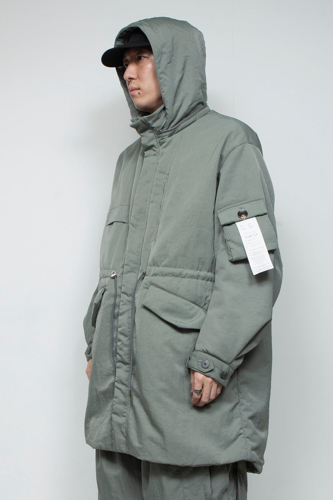 QUOISM®️Patting Fishtail Coat SKY GRAY