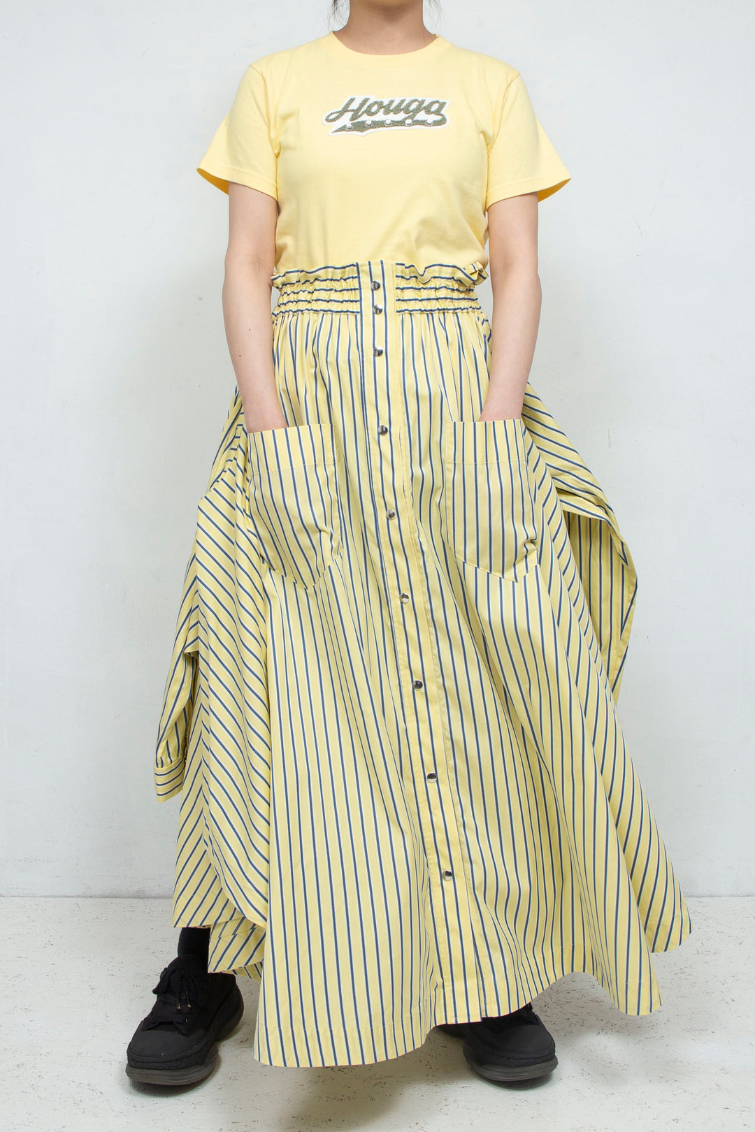 club skirt dress yellow stripe