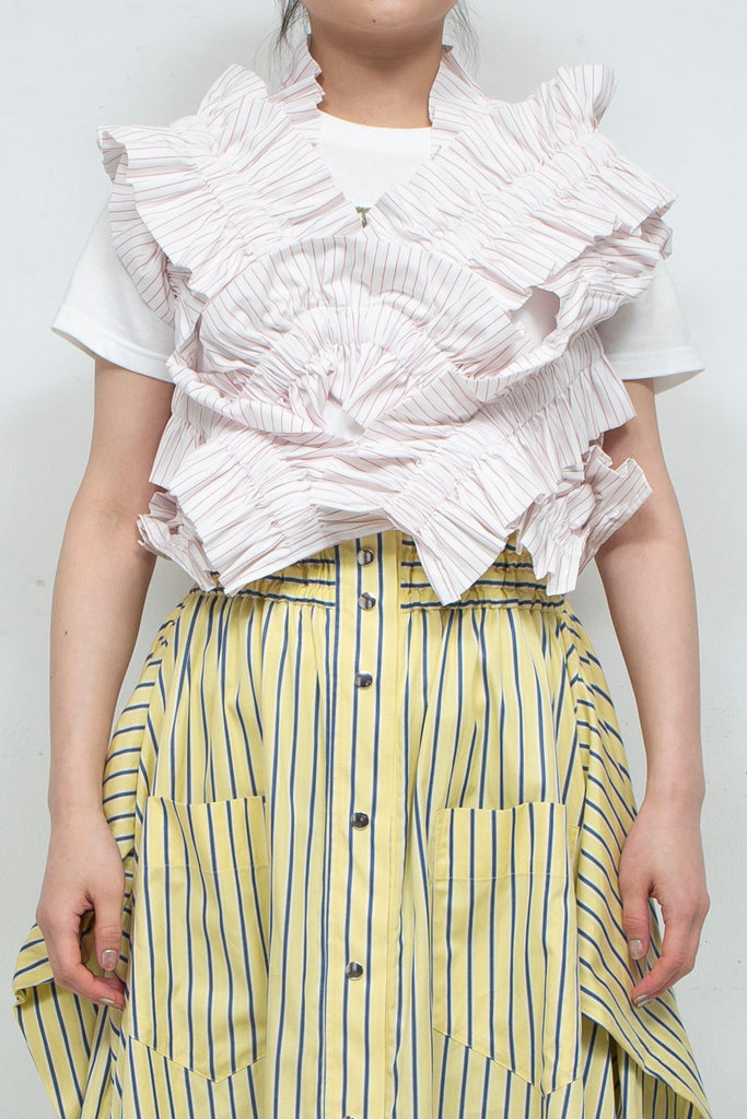 17020円 club frill vest white stripe HOUGA (Houga) Mail order and handling ...ベスト