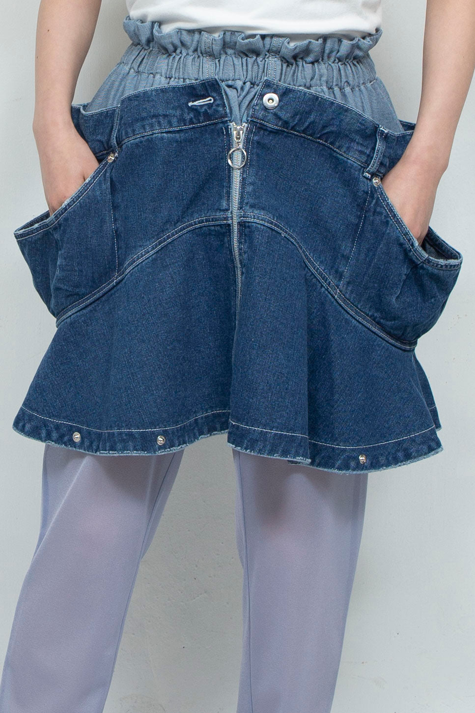 jean skirt tops blue