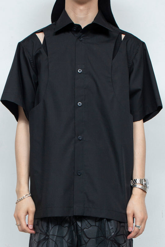 Layered Short Sleeve Shirt BLACK