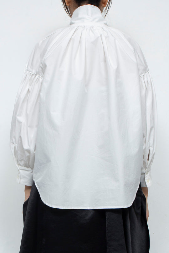High neck volume blouse white