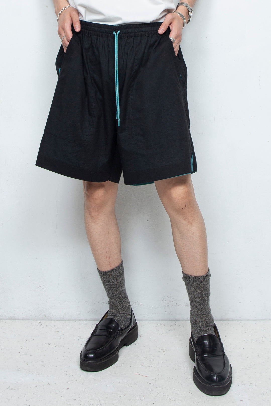 Reversible Easy Shorts Black×Turquoise