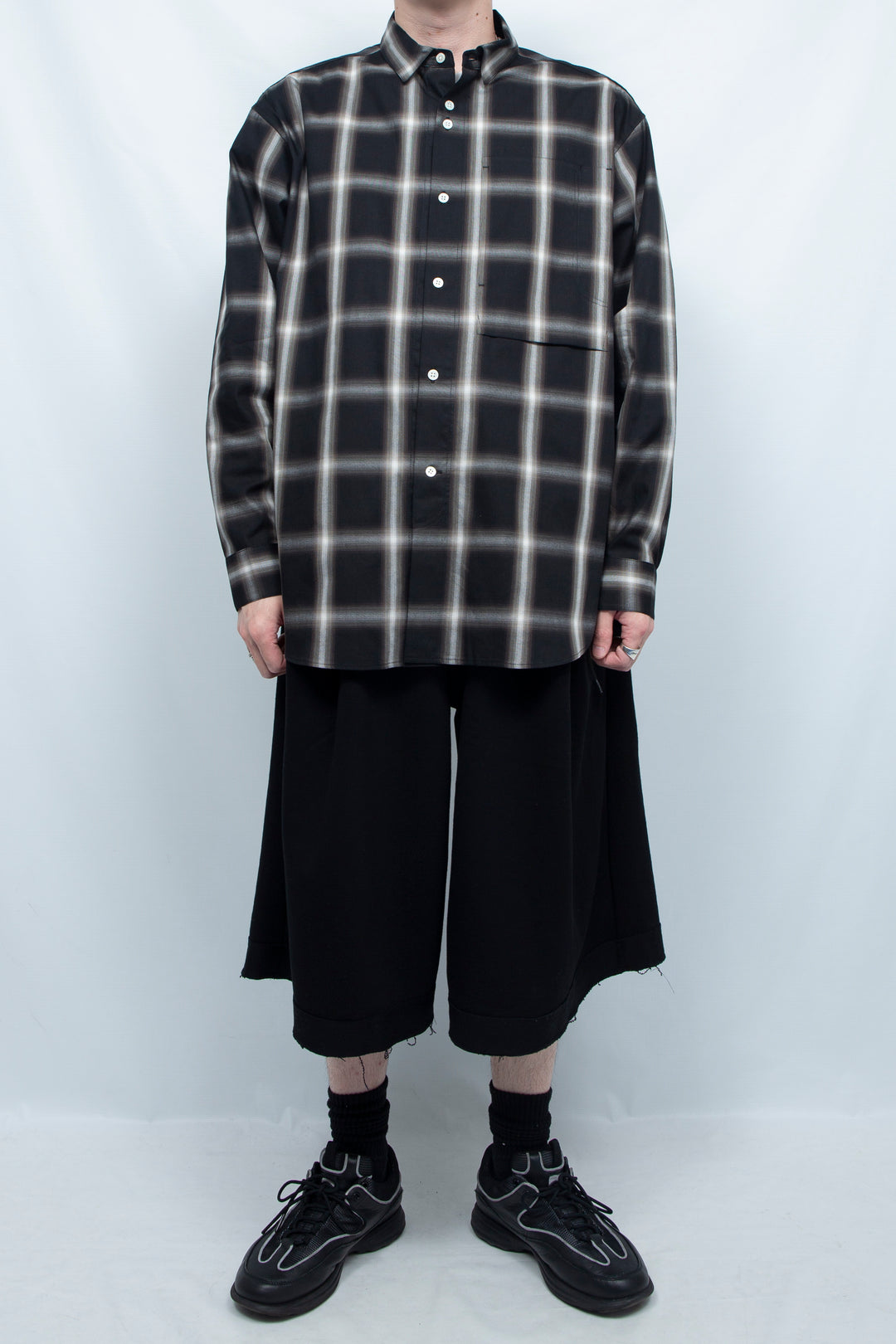 Layered Tacks W-Weist Sweat 7/10 Pants BLACK