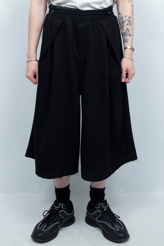 Layered Tacks W-Weist Sweat 7/10 Pants BLACK