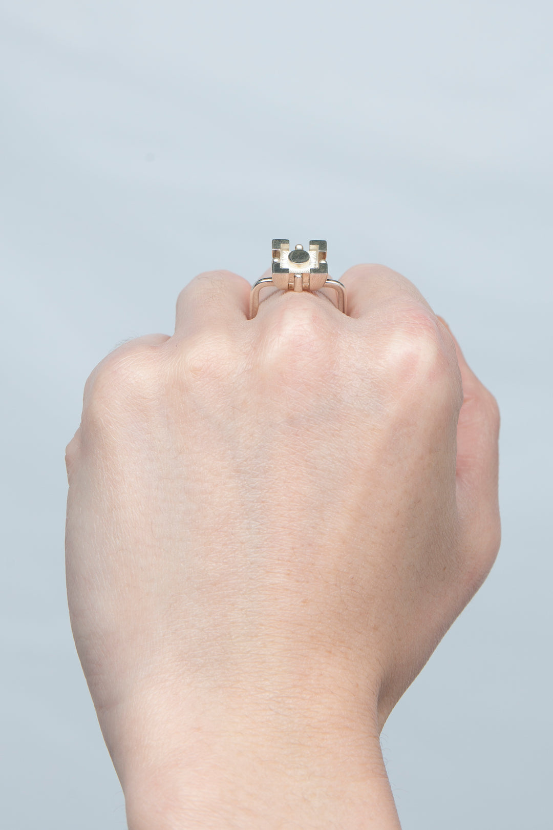 Square silverblock ring