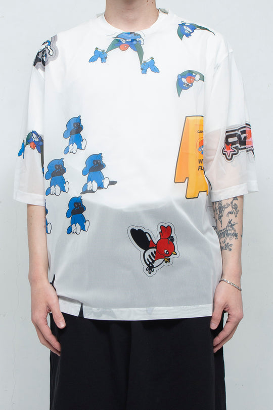 TEE/MESH/FLOCKING/ATOZ WHITE