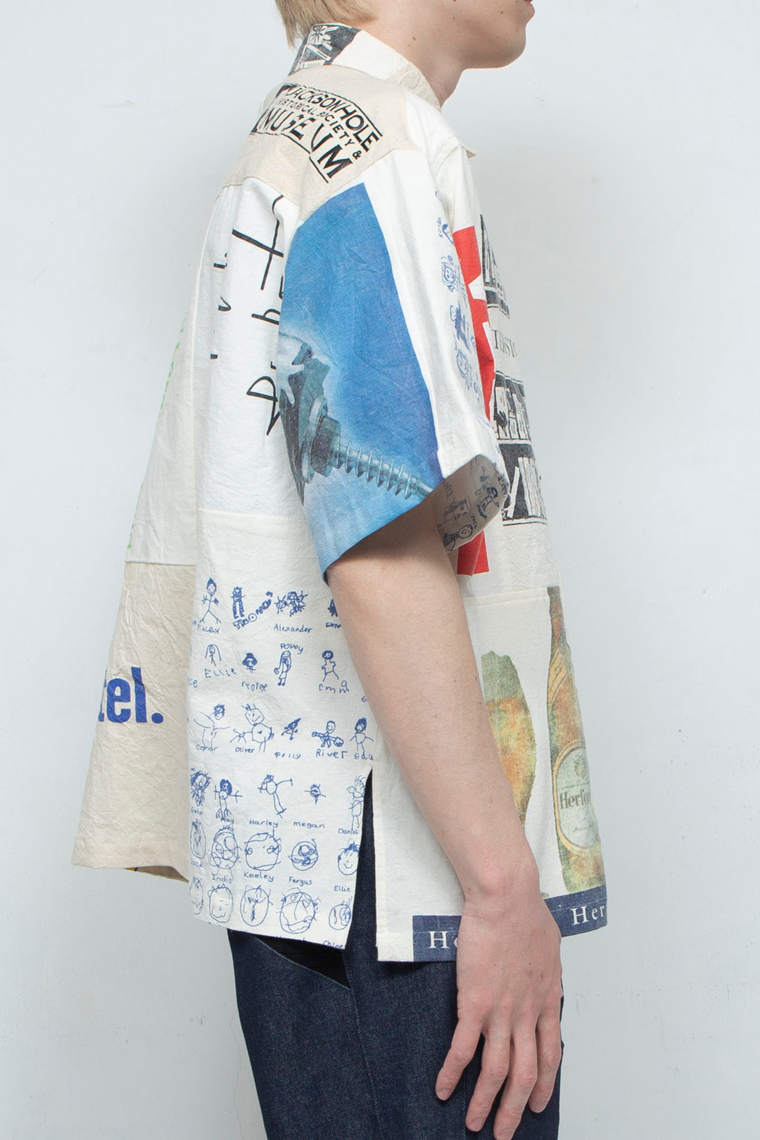 VINTAGE REUSABLE TOTE BAG REMODELED INTO A SHIRT WHITE