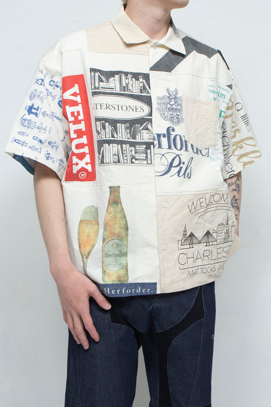 VINTAGE REUSABLE TOTE BAG REMODELED INTO A SHIRT WHITE