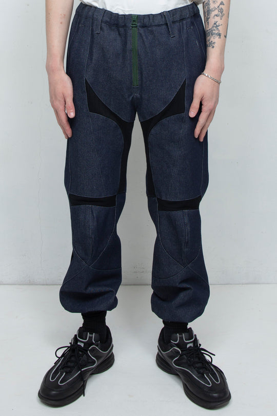 SPEEDING MOTORCYCLE DENIM TROUSERS BLACK