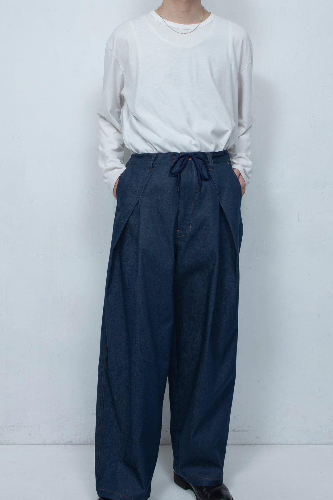 Layered Tacks Balloon Fadeless Denim NAVY