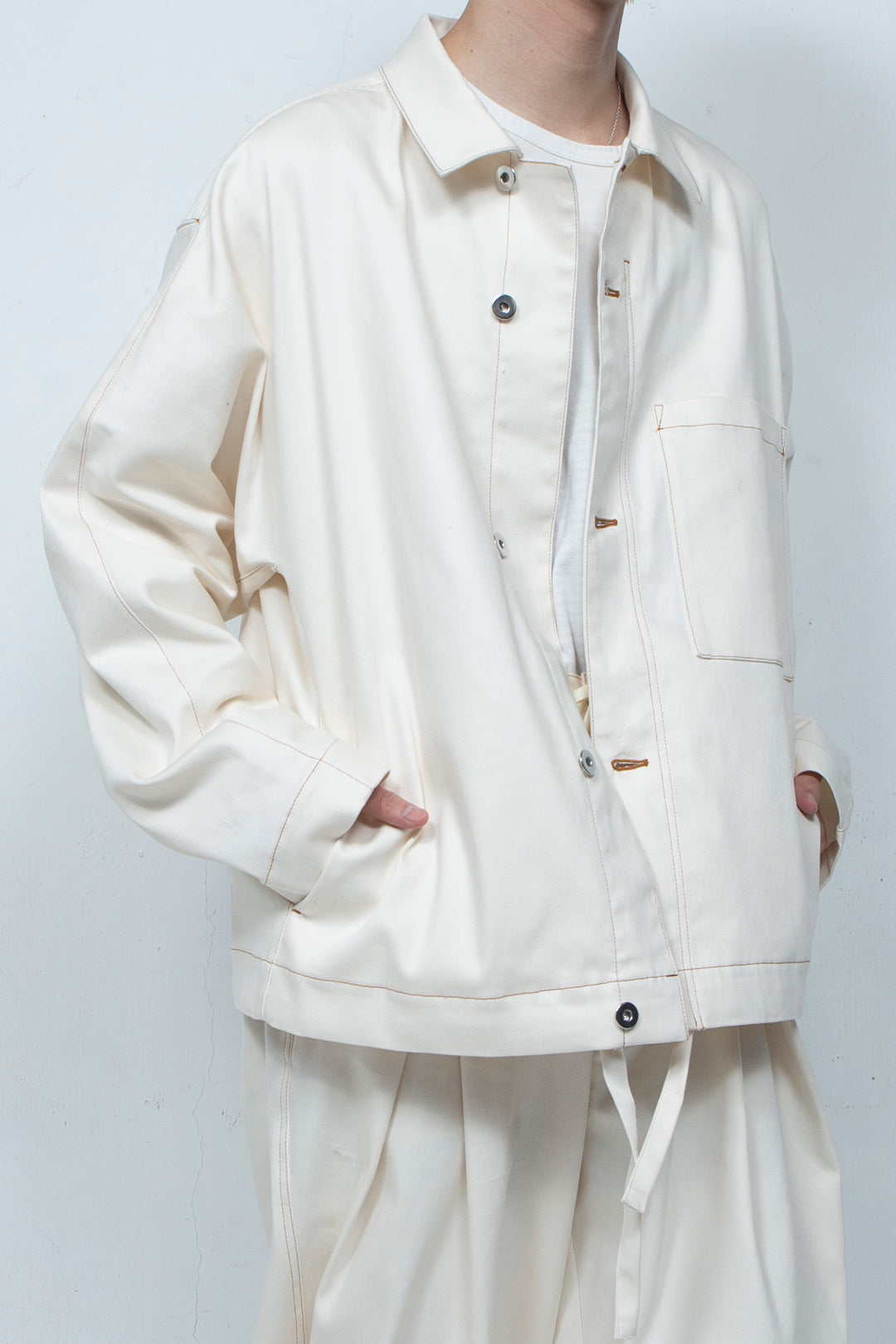 Dolman Fadeless Denim Blouson WHITE