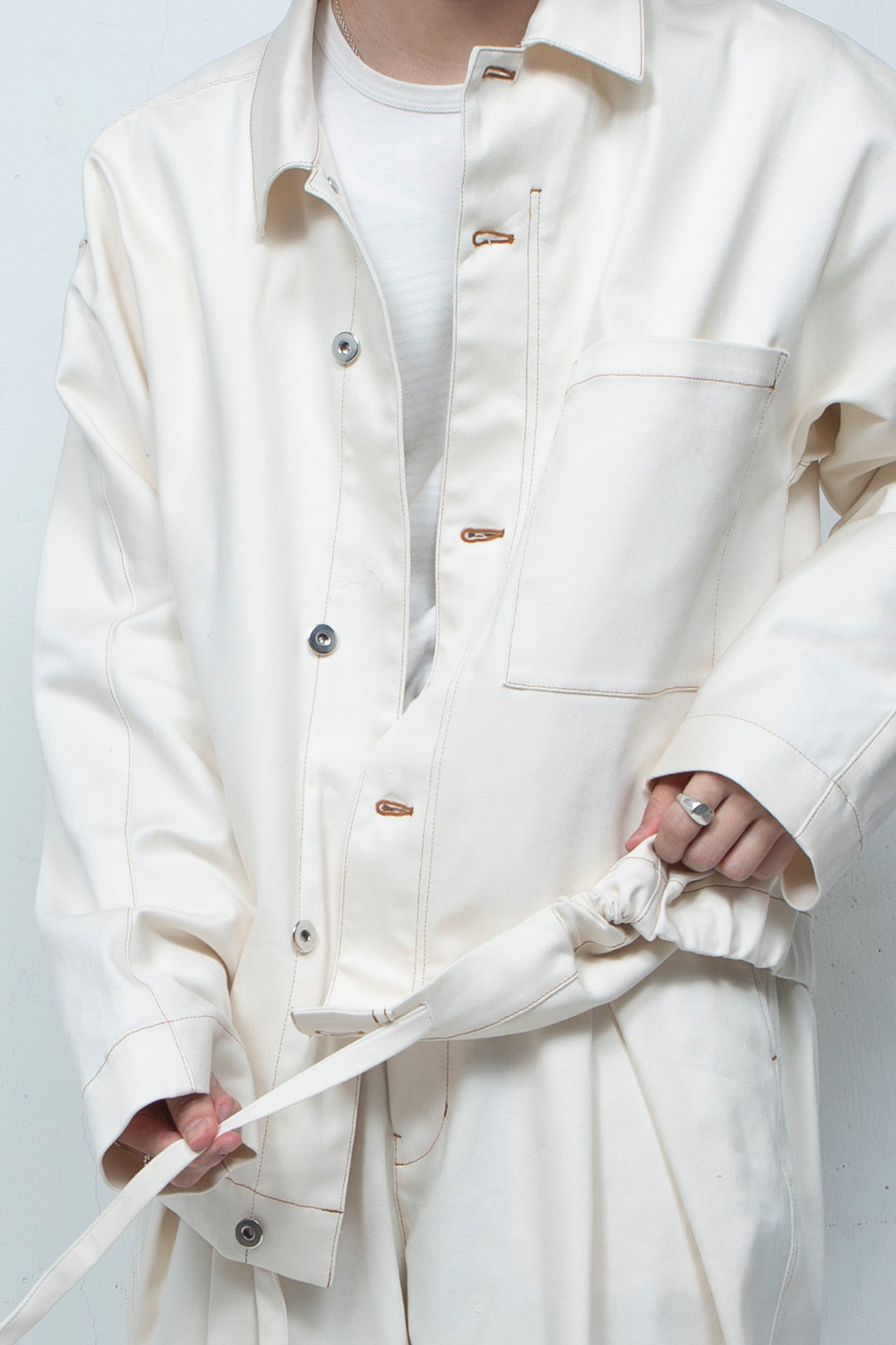 Dolman Fadeless Denim Blouson WHITE