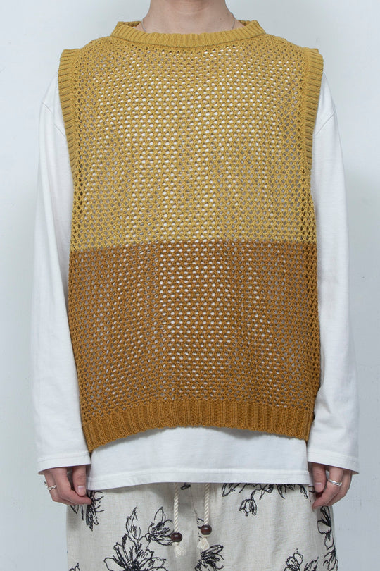 Mesh knit vest Brown